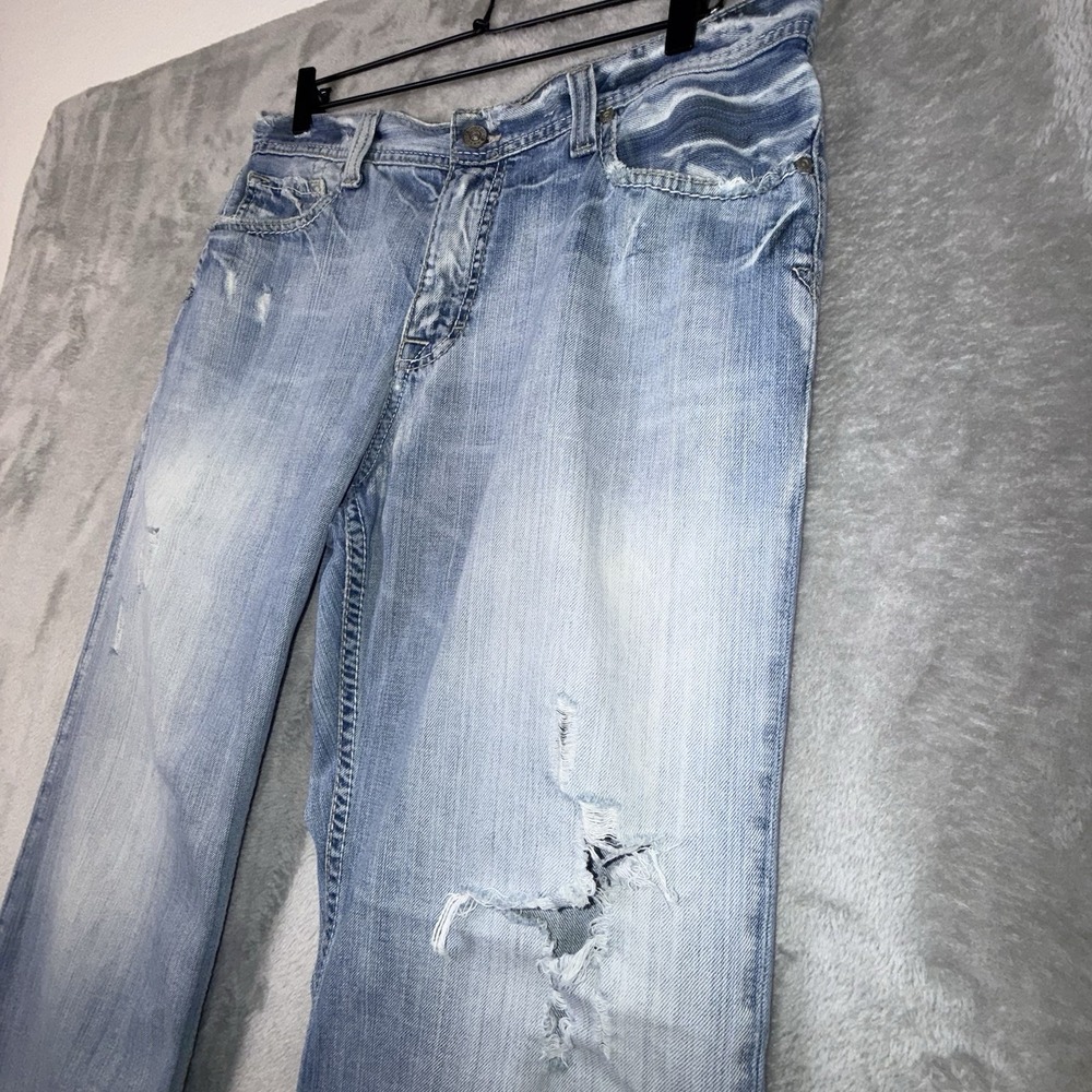 BKE Jeans Mens 34x30 Tyler Bootcut Distressed Whiskered Western Cowboy Buckle - Picture 6 of 16